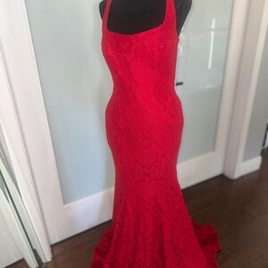 Elegant Red Lace Gown